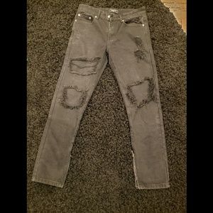 Mens Black F21 Distresswd Denim Jean's